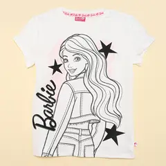 BARBIE - Camiseta para Niña Manga corta de Algodón