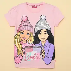 BARBIE - Camiseta para Niña Manga corta de Algodón