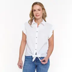 NEWPORT - Blusa Mujer Anudada Manga corta