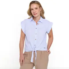 NEWPORT - Blusa Mujer Anudada Manga corta