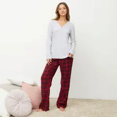 SYBILLA - Pijama completa con pantalón Mujer Largo Manga larga Cuadros