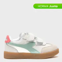 DIADORA - Tenis moda Bamtelo I Niña con Velcro Blancos Horma Justa