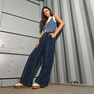 SYBILLA - Jean Wide leg Mujer Tiro medio