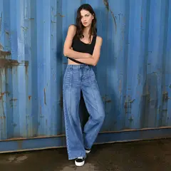 SYBILLA - Jean Wide leg Mujer Tiro medio