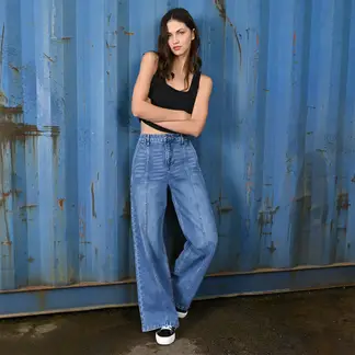 SYBILLA - Jean Wide leg Mujer Tiro medio
