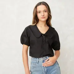 SYBILLA - Blusa Mujer Manga corta globo de Algodón