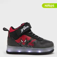 MARVEL - Tenis con luces L Tall I Sp Spider-Man Niño con Velcro color Negro