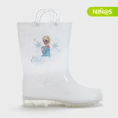 DISNEY - Botas de lluvia con luces L Rain K FR Elsa Frozen Niña Blanco