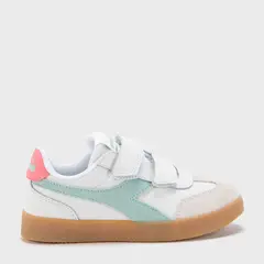 DIADORA - Tenis moda Bamtelo K Niña con Velcro Blancos Horma Justa