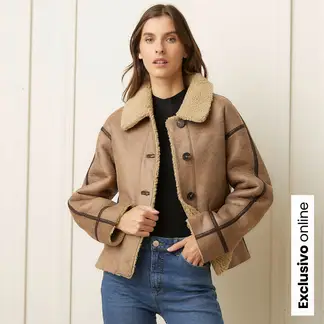 BASEMENT - Chaqueta Mujer Ovejera Doble Faz