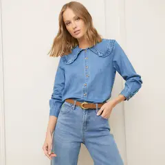 BASEMENT - Camisa Mujer Manga larga de Algodón
