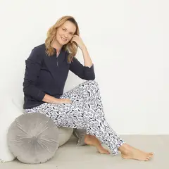 SOUTHLAND - Pijama completa con pantalón Mujer Largo Manga larga Flores de Algodón