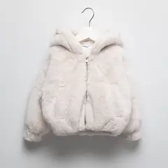 YAMP - Chaqueta para Bebé niña Efecto pelo Efecto pelo Con capucha