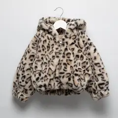YAMP - Chaqueta para Bebé niña Efecto pelo Efecto pelo Con capucha