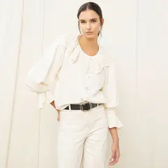 BASEMENT - Blusa Mujer con Bordado Manga larga globo