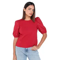 BASEMENT - Blusa Mujer Manga corta globo de Algodón