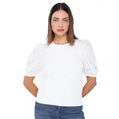 BASEMENT - Blusa Mujer Manga corta globo de Algodón