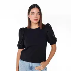 BASEMENT - Blusa Mujer Manga corta globo de Algodón