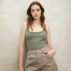 SYBILLA - Body Mujer Sin mangas de Algodón