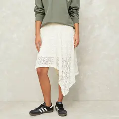SYBILLA - Falda Midi Mujer con Encaje