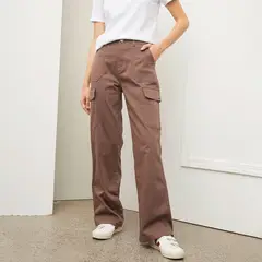 BASEMENT - Pantalón Cargo para Mujer Tiro alto de Algodón
