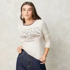 SYBILLA - Camiseta Mujer con Estampado Manga larga de Algodón