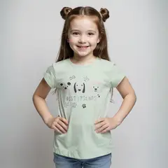 YAMP - Camiseta Niña con Estampado Manga corta Algodón