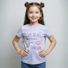 YAMP - Camiseta Niña con Estampado Manga corta Algodón