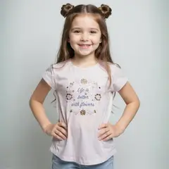 YAMP - Camiseta Niña con Estampado Manga corta Algodón