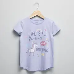 YAMP - Camiseta Niña con Estampado Manga corta Algodón