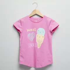 YAMP - Camiseta Niña con Estampado Manga corta Algodón