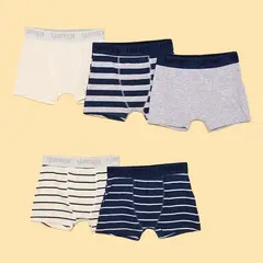 YAMP - Boxer Niño Pack de 5 unidades Cintura elásticada de Algodón
