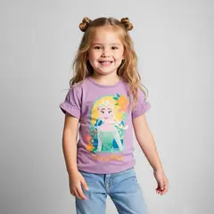 DISNEY - Camiseta Niña con Estampado Frozen Algodón Frozen