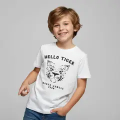 YAMP - Camiseta Niño con Estampado Manga corta Algodón