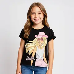 BARBIE - Camiseta para Niña Manga corta de Algodón