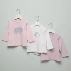 YAMP - Camisetas Bebé niña Pack de 3 unidades Manga larga Algodón