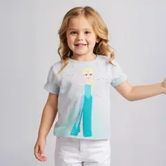 FROZEN - Camiseta Niña con Estampado Manga corta Algodón