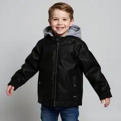 YAMP - Chaqueta Niño Efecto cuero Con capucha