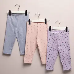 YAMP - Leggings Bebé niña Pack de 3 unidades Algodón