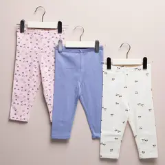 YAMP - Leggings Bebé niña Pack de 3 unidades Algodón