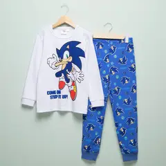 undefined - Pijama con Cintura elásticada Para Niño 2 piezas con Estampado de Algodón Sonic