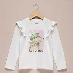 YAMP - Camiseta Niña con Estampado Manga larga Algodón