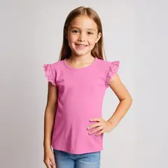 YAMP - Camiseta Niña con Ojalillo Algodón