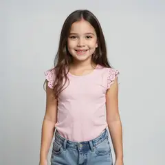 YAMP - Camiseta Niña con Ojalillo Algodón