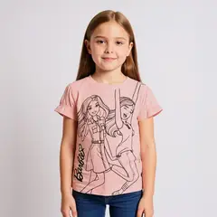 BARBIE - Camiseta para Niña Manga corta de Algodón