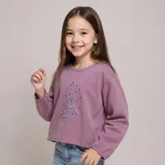 YAMP - Camiseta Niña Bordado  Manga larga Algodón
