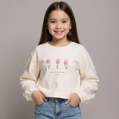 YAMP - Camiseta Niña Bordado  Manga larga Algodón