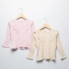 YAMP - Camisetas Bebé niña Pack de 2 unidades Manga larga Algodón