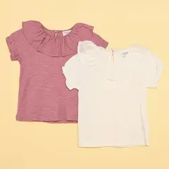 YAMP - Camisetas Bebé niña Pack de 2 unidades Manga corta Algodón