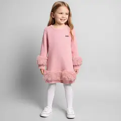 BARBIE - Vestido Niña Acanalada Manga larga